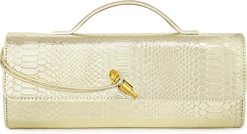 Joryin Woven Purse for Women Evening Clutch Woven Leather & Suede Handbags Crossbody Bag Suede Purse Formal Evening Bag - Image 1